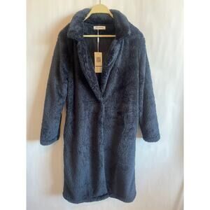 Angashion Long Open Front Cardigan Coat Navy Blue Size Small